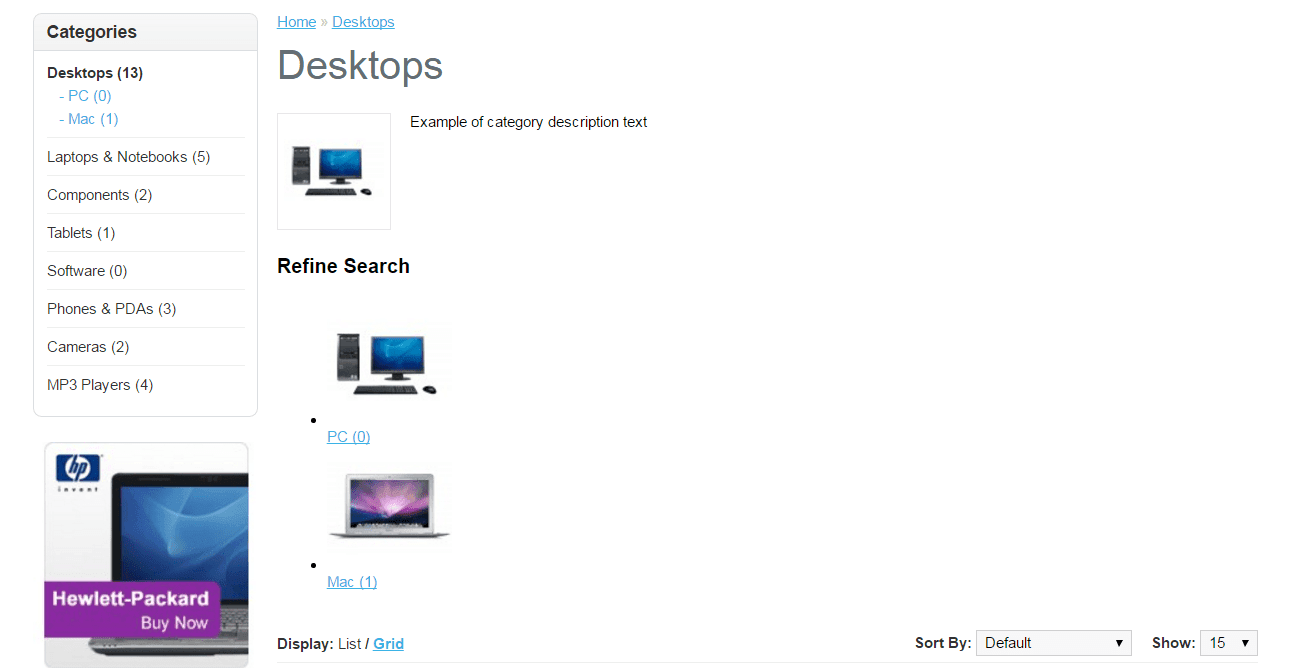 Show images for the sub-categories in the opencart version 1.5+