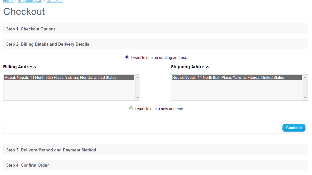 Combined Checkout steps, shipping and payment addresses and methods on Opencart