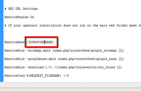 SEO URL's activated for OpenCart at localhost