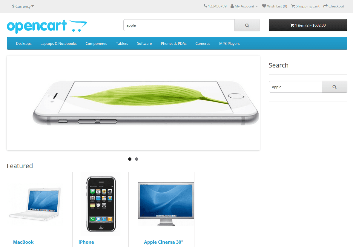Sidebar Search Opencart module for free version 2