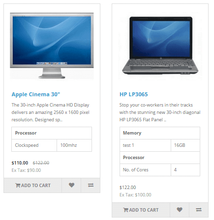 Show attributes of products in category page Opencart 2.0+ and 3.0+