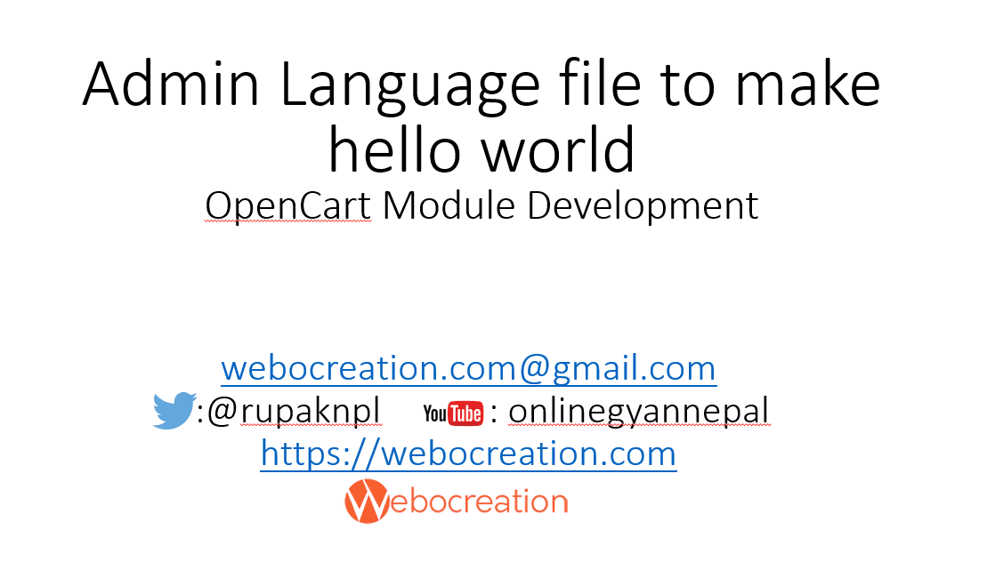 Admin Language file to make hello world &#8211; OpenCart Module Development