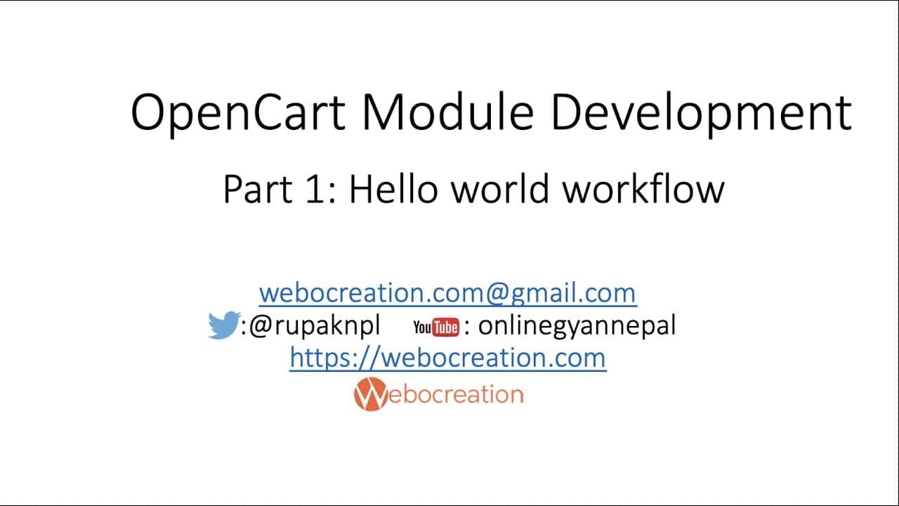 Workflow or markup to make hello world module &#8211; OpenCart Module Development