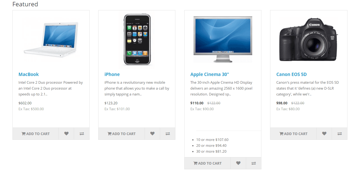 Show discounts at featured module OpenCart 2.3 for free