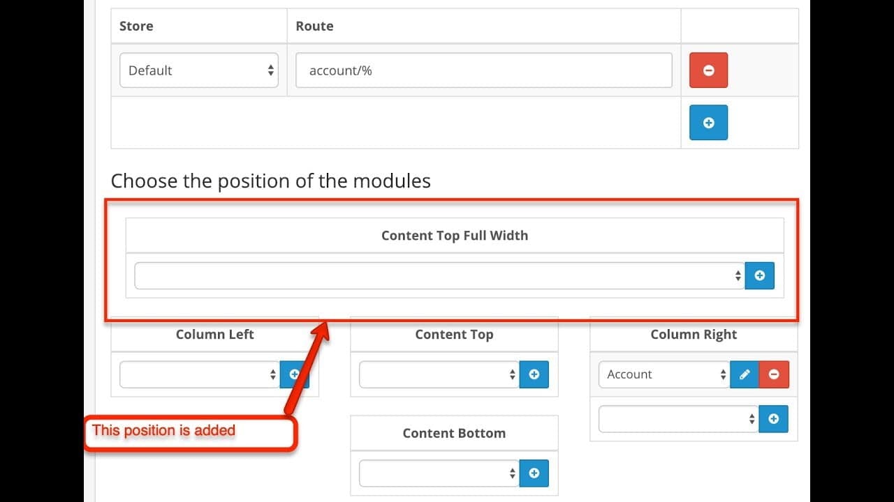 Adding a new position for different layout in OpenCart 2.2 like full width