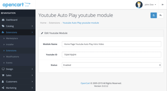 Youtube video to show  with autoplay, Free Opencart module or extensions