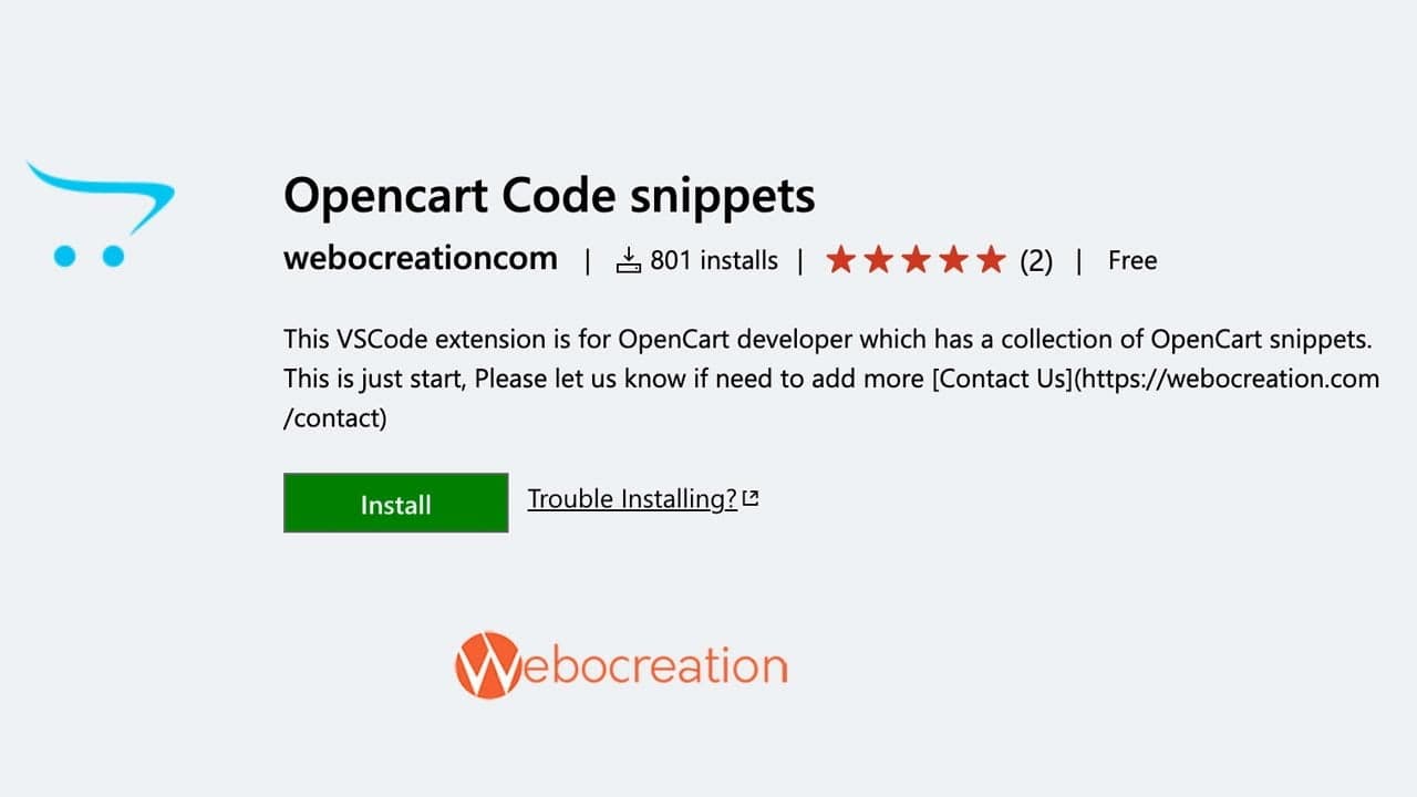 Opencart code snippets VSCode extensions