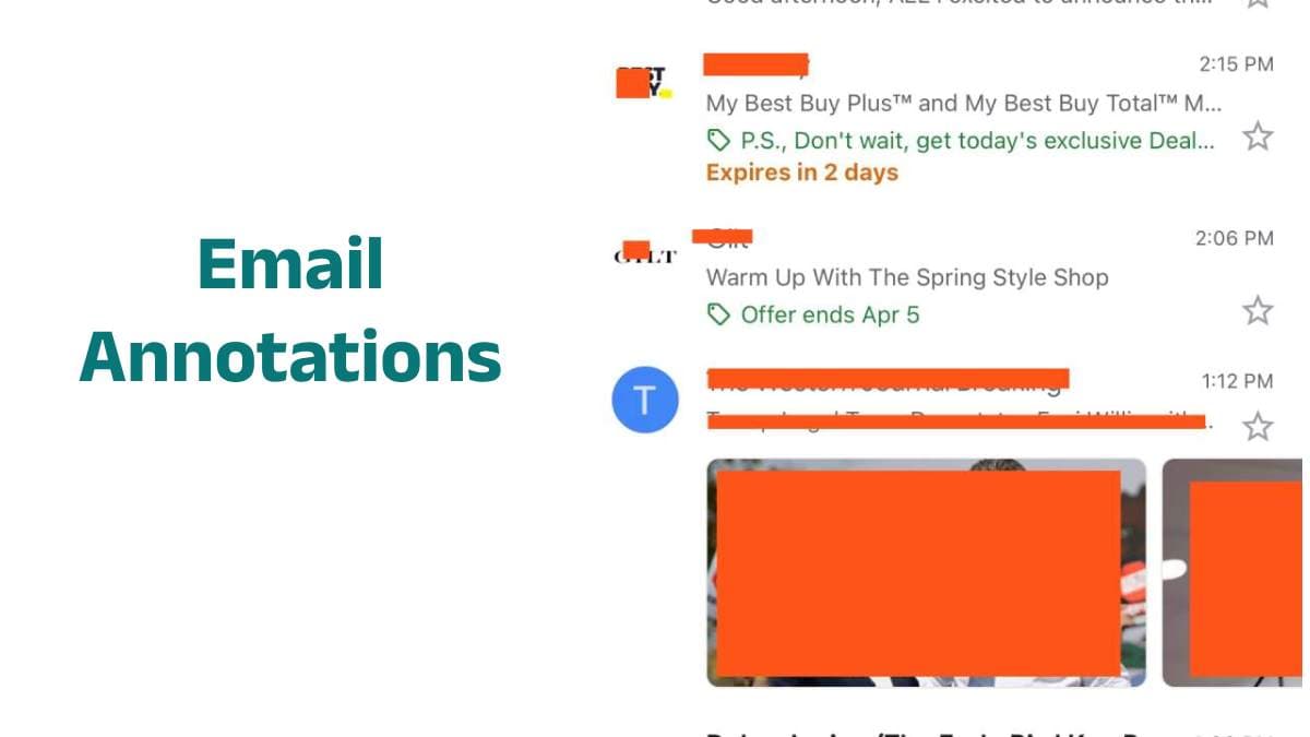 Gmail Email promotions with deals and product carousel, useful for e-commerce email