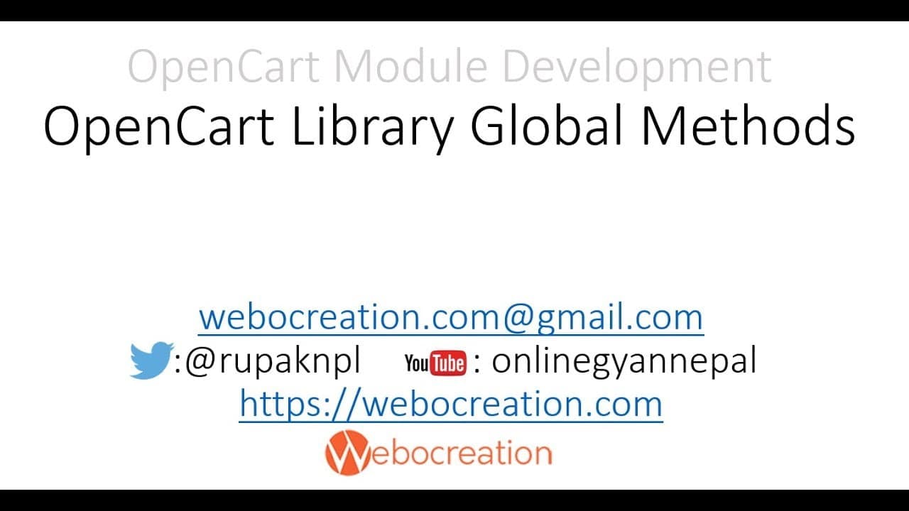 OpenCart 3 Library Global objects Methods – OpenCart video training
